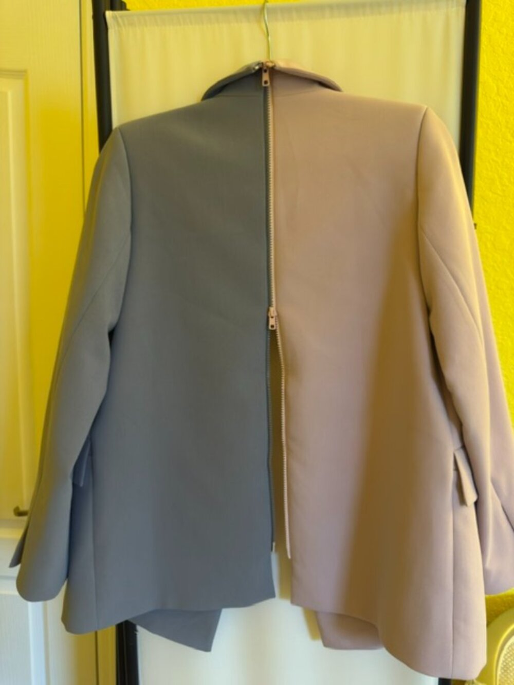 SRB "Smart.Rich.B#tch" Two-Tone Color Block Double-Breasted Blazer — Size S